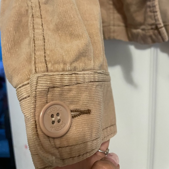 Beige and brown corduroy jacket with attached hoodie - Picture 3 of 5